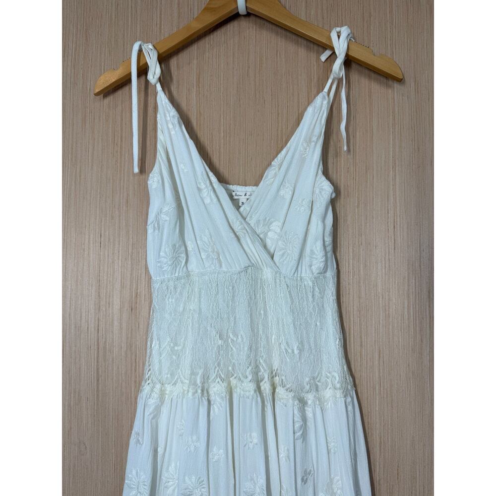 Willow & Clay Lace Babydoll Maxi Dress Womens Size Small Ivory Bohemian Romantic - Picture 2 of 13